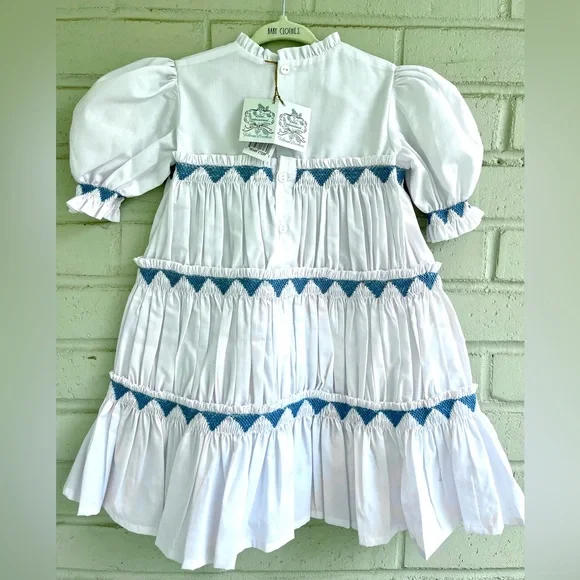 FELTMAN BROTHERS Gorgeous white/blue Southern Belle dress
